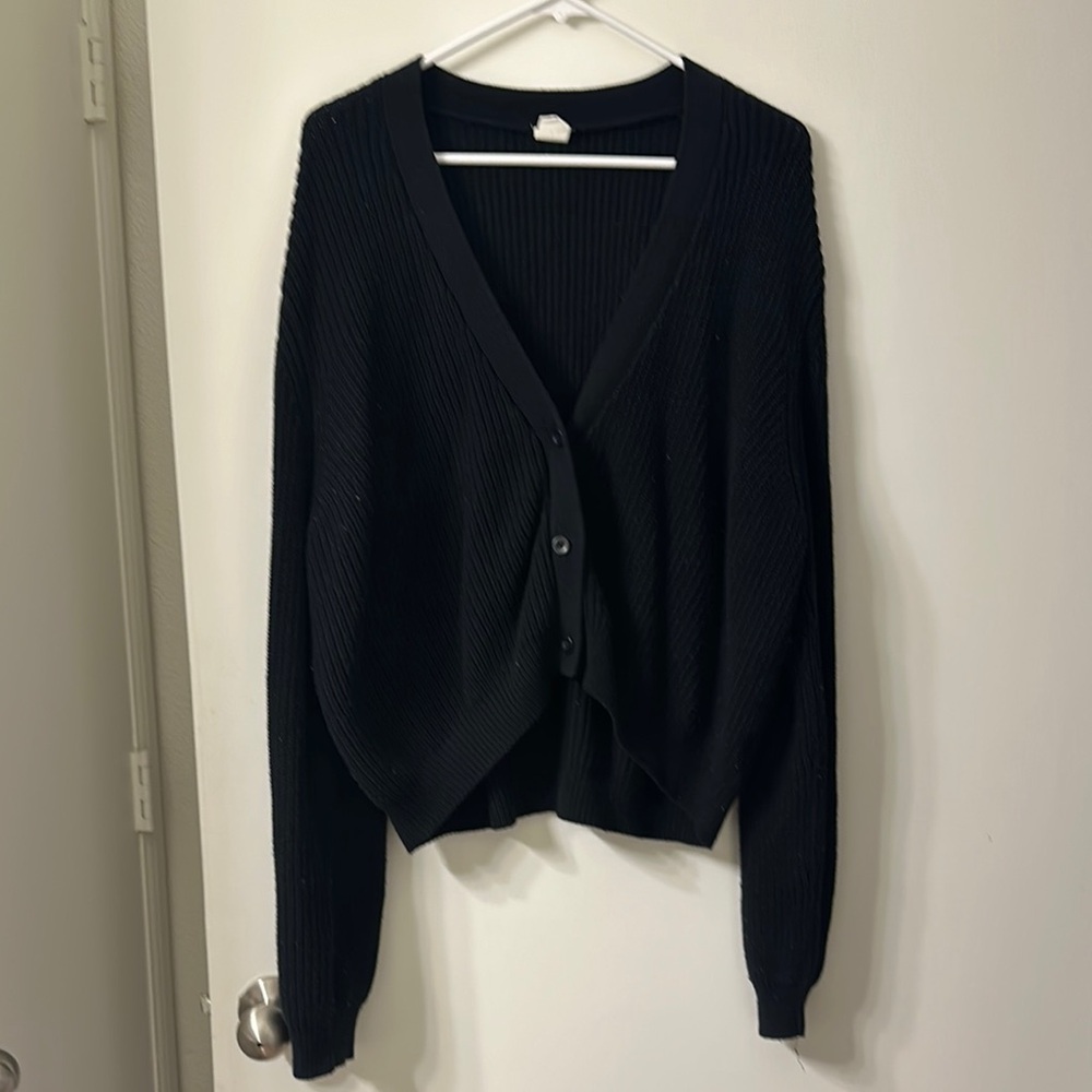 Black Button-Up Cardigan Sweater